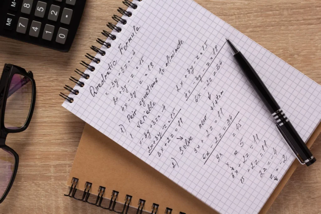 Structured online mathematics coaching session showing step-by-step problem solving with organised digital notes